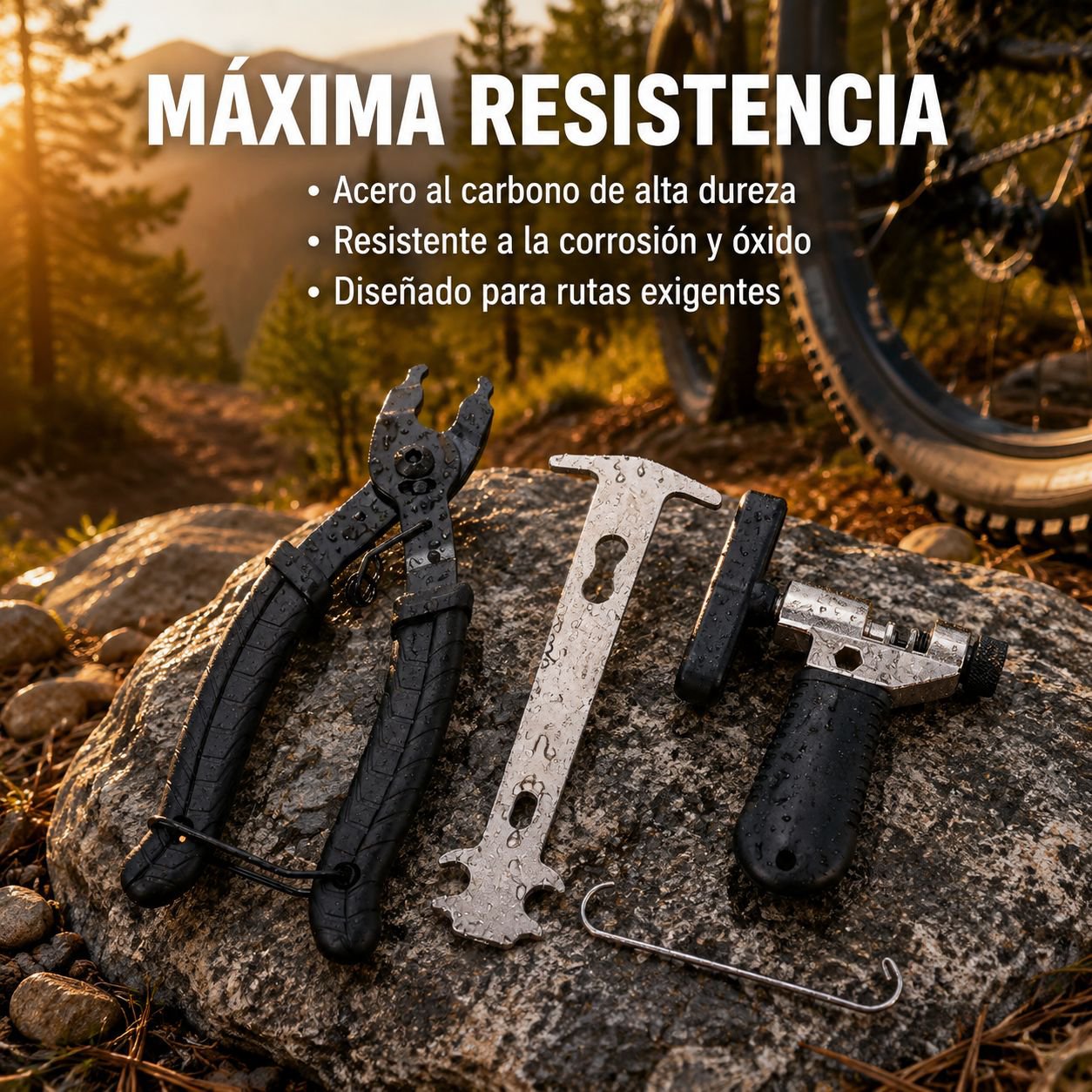 Herramientas para desmontar y reparar cadenas de bicicleta