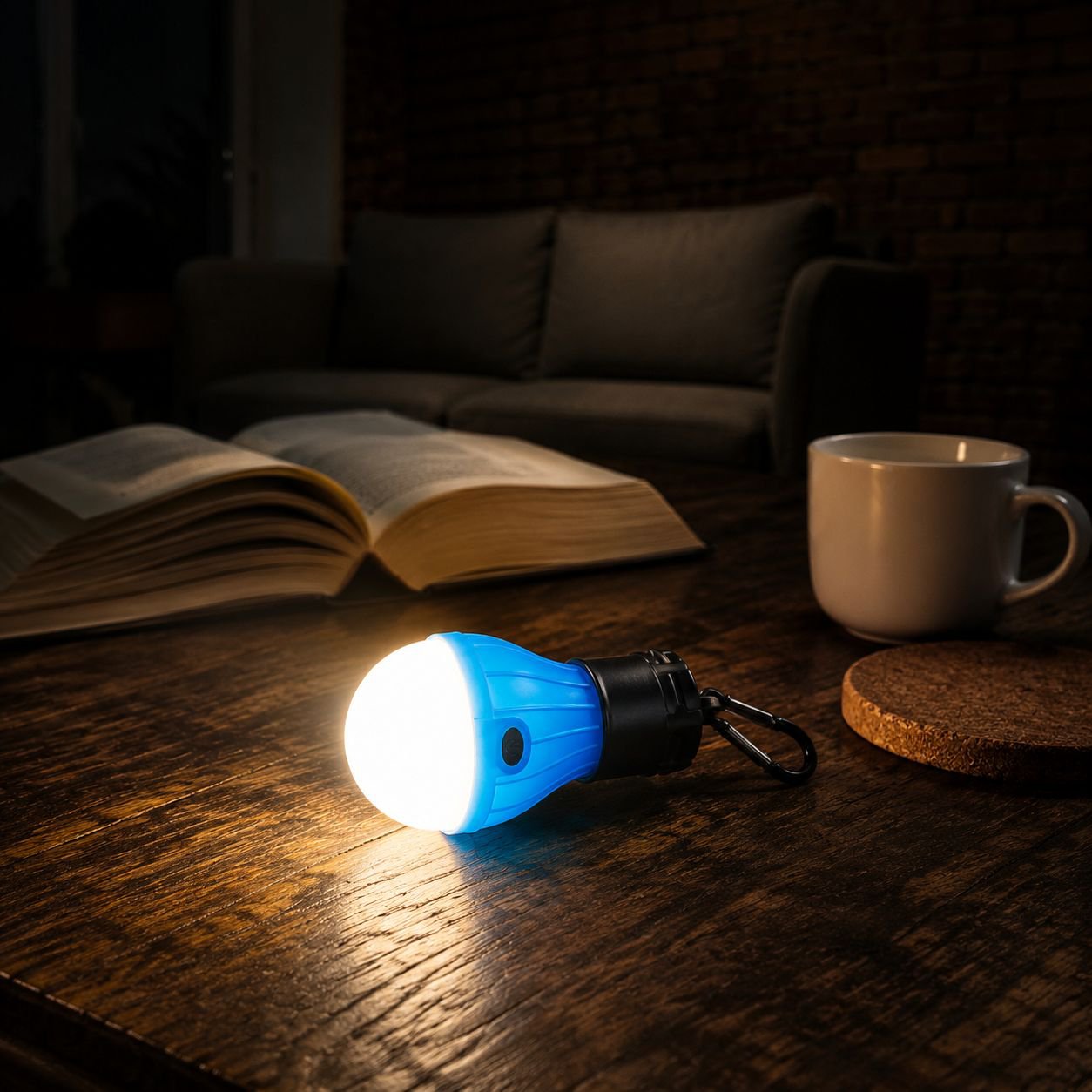 Battery operated LED light for tents and outdoor use