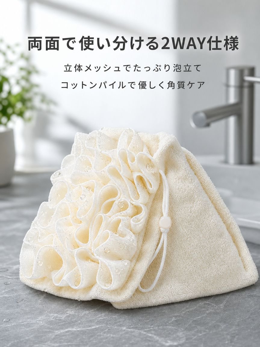 お風呂用ボディタオル二合一