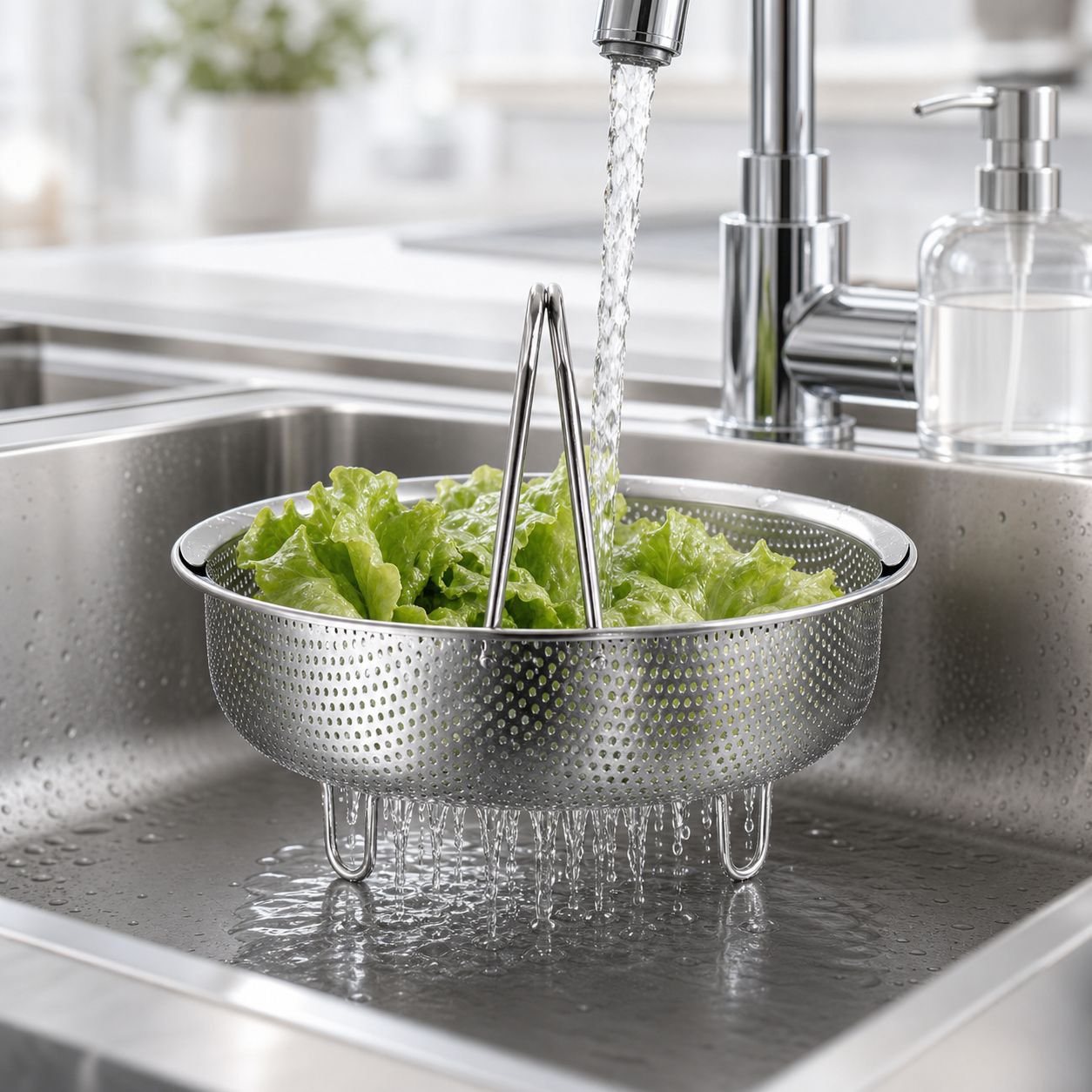 Cesta multifuncional para lavar y escurrir verduras con bandeja para vapor