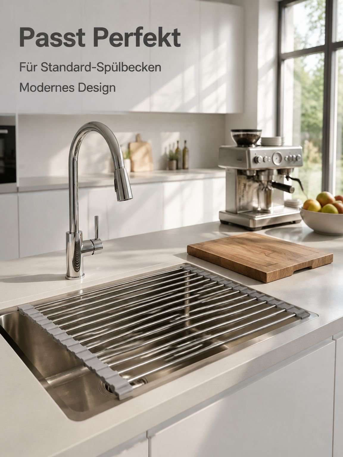 Faltbares Küchenzubehör zur besseren Organisation am Spülbecken
