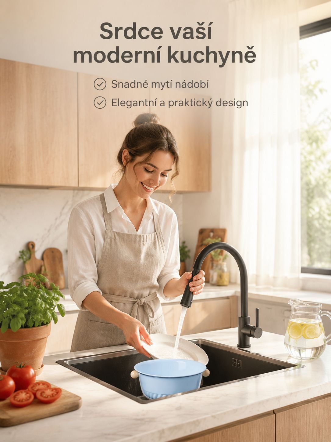 Moderní dvouvrstvý kuchyňský dřez pro domácnost