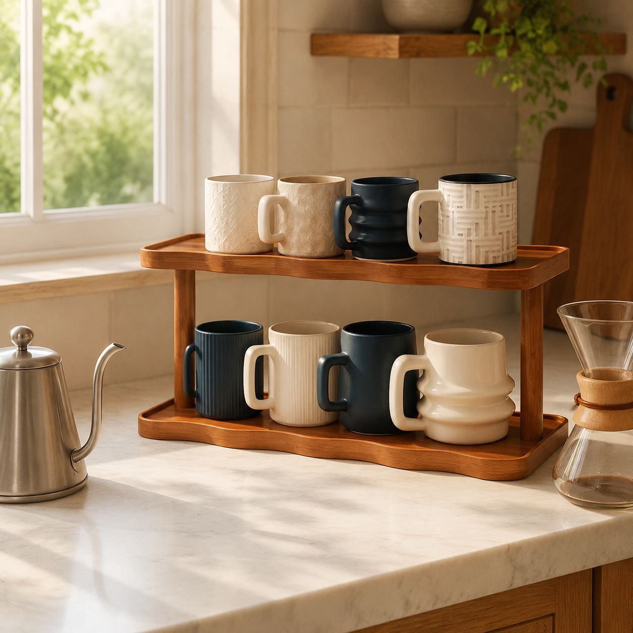Eco-friendly Multi-tier Cup Storage Rack for Desk