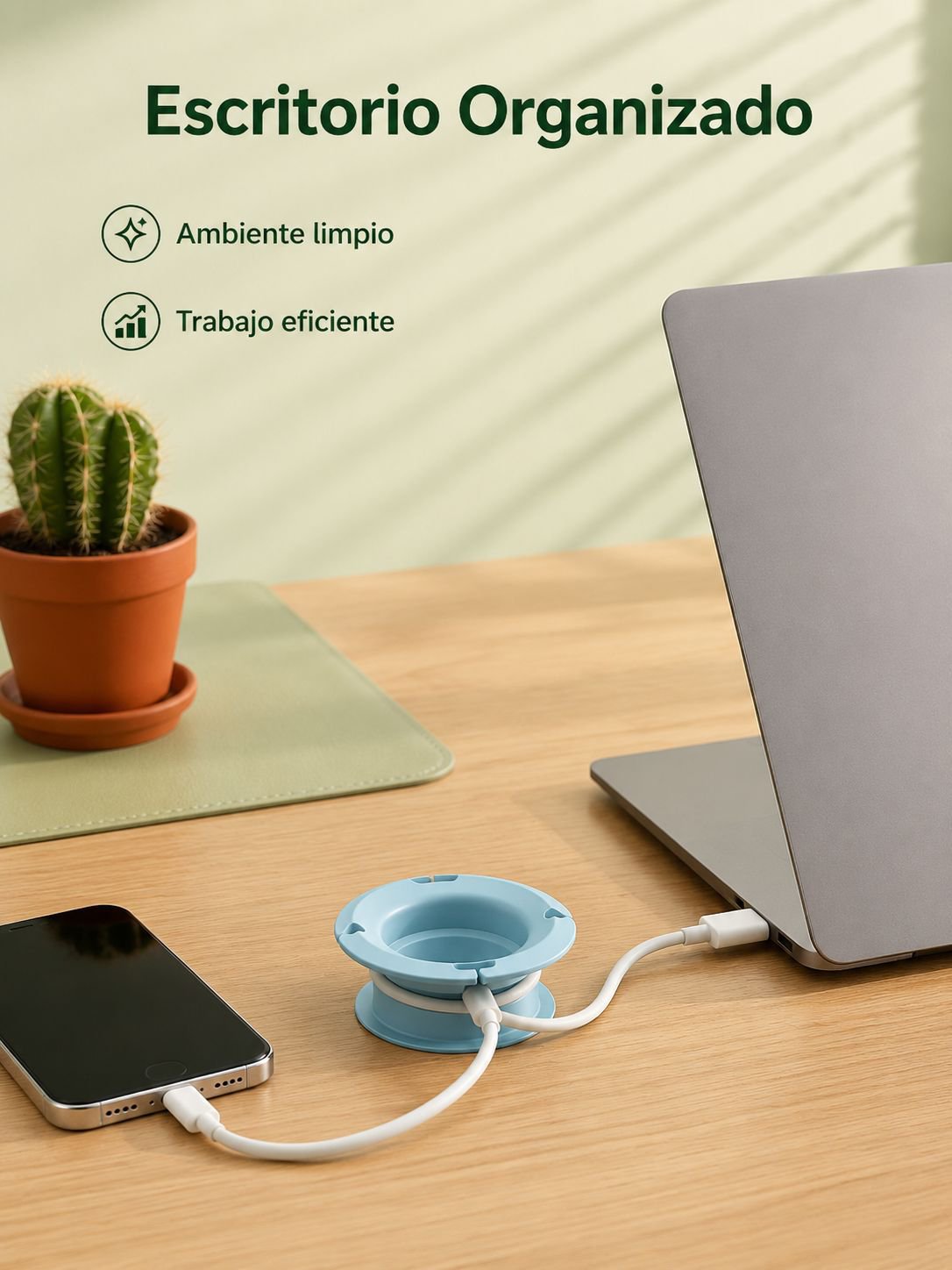 Organizador multifuncional de cable de carga retráctil