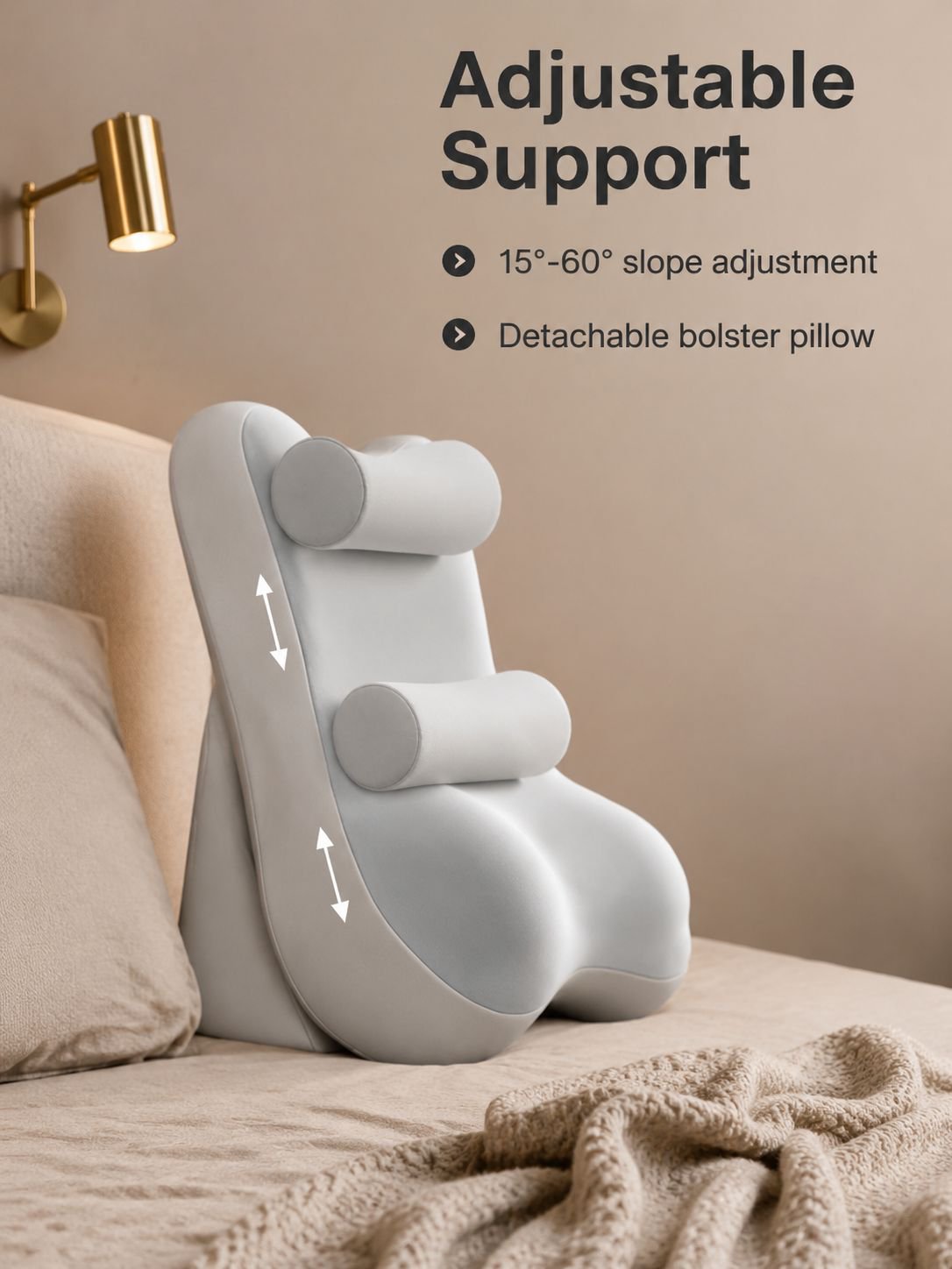 Headboard cushion can be adjusted to different slopes to protect the neck and waist. 
