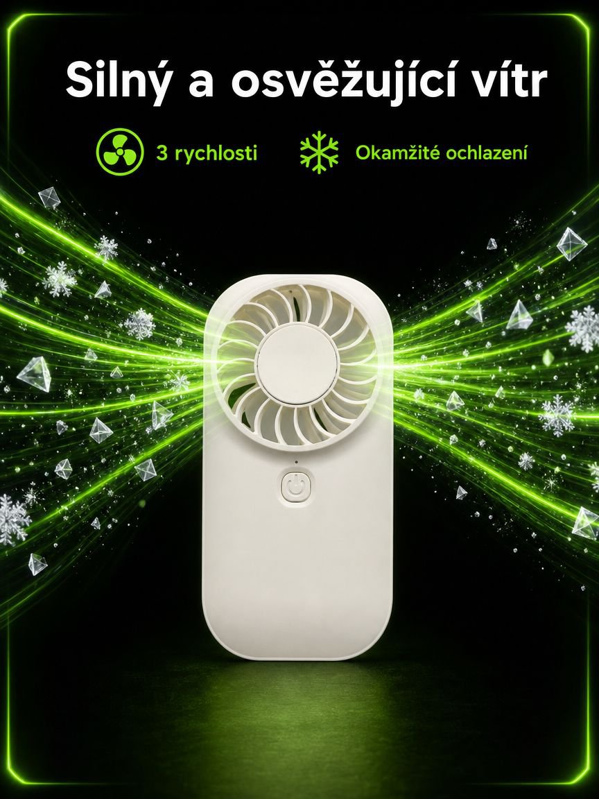 Přenosný ruční ventilátor s dlouhou výdrží baterie