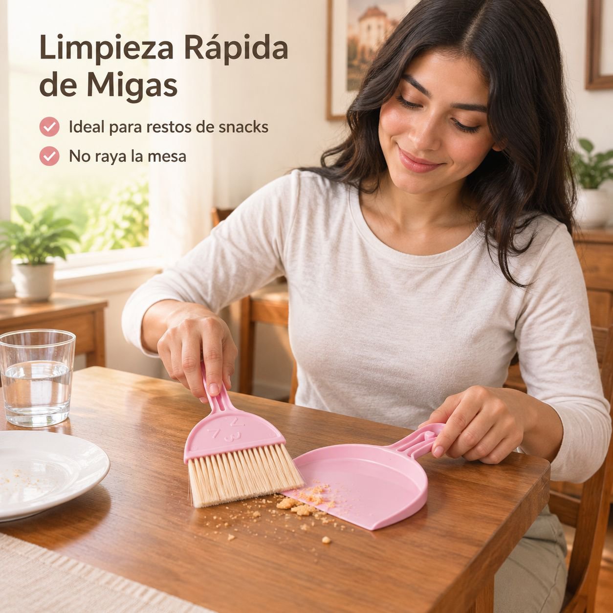 Juego de recogedor y escoba de escritorio en miniatura