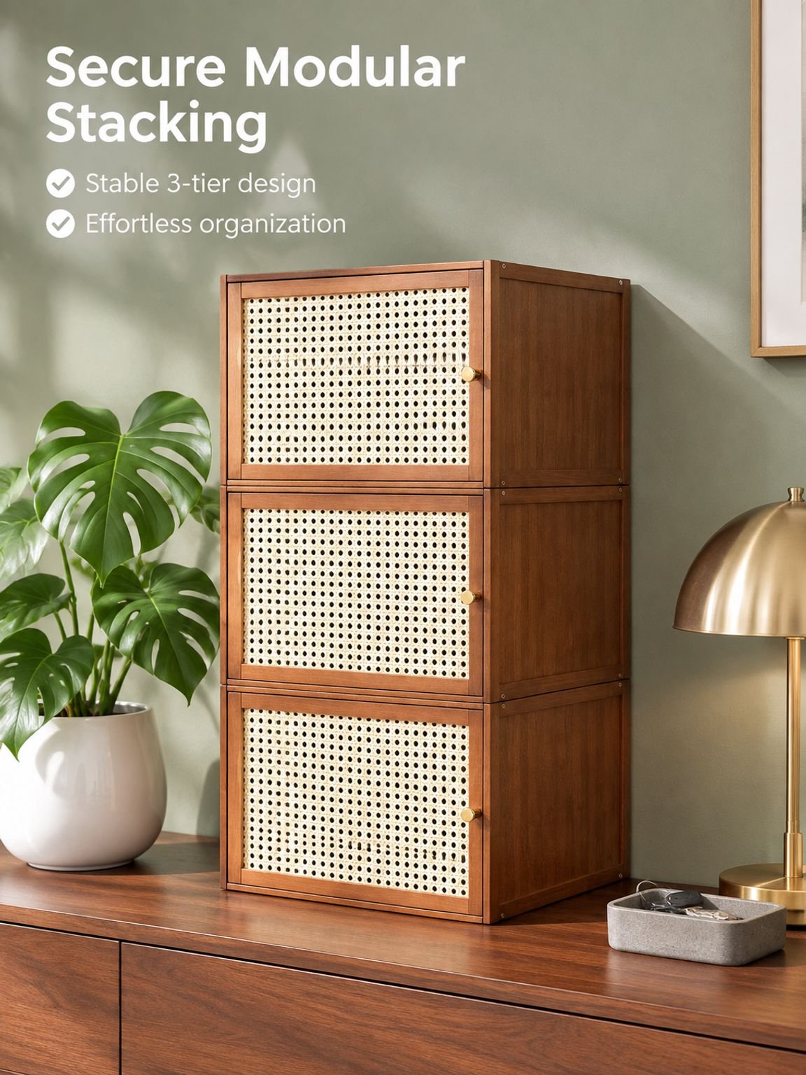 Home solid wood lattice storage cabinet
