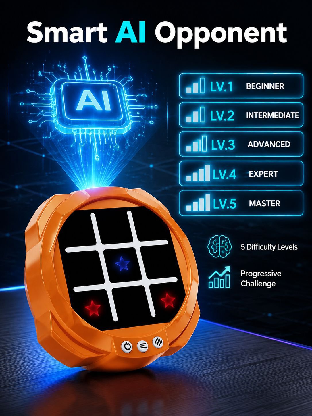 6-in-1 Smart Tic-Tac-Toe Children's Educational Toy, Parent-Child Interactive Game, Hand-Eye Coordin