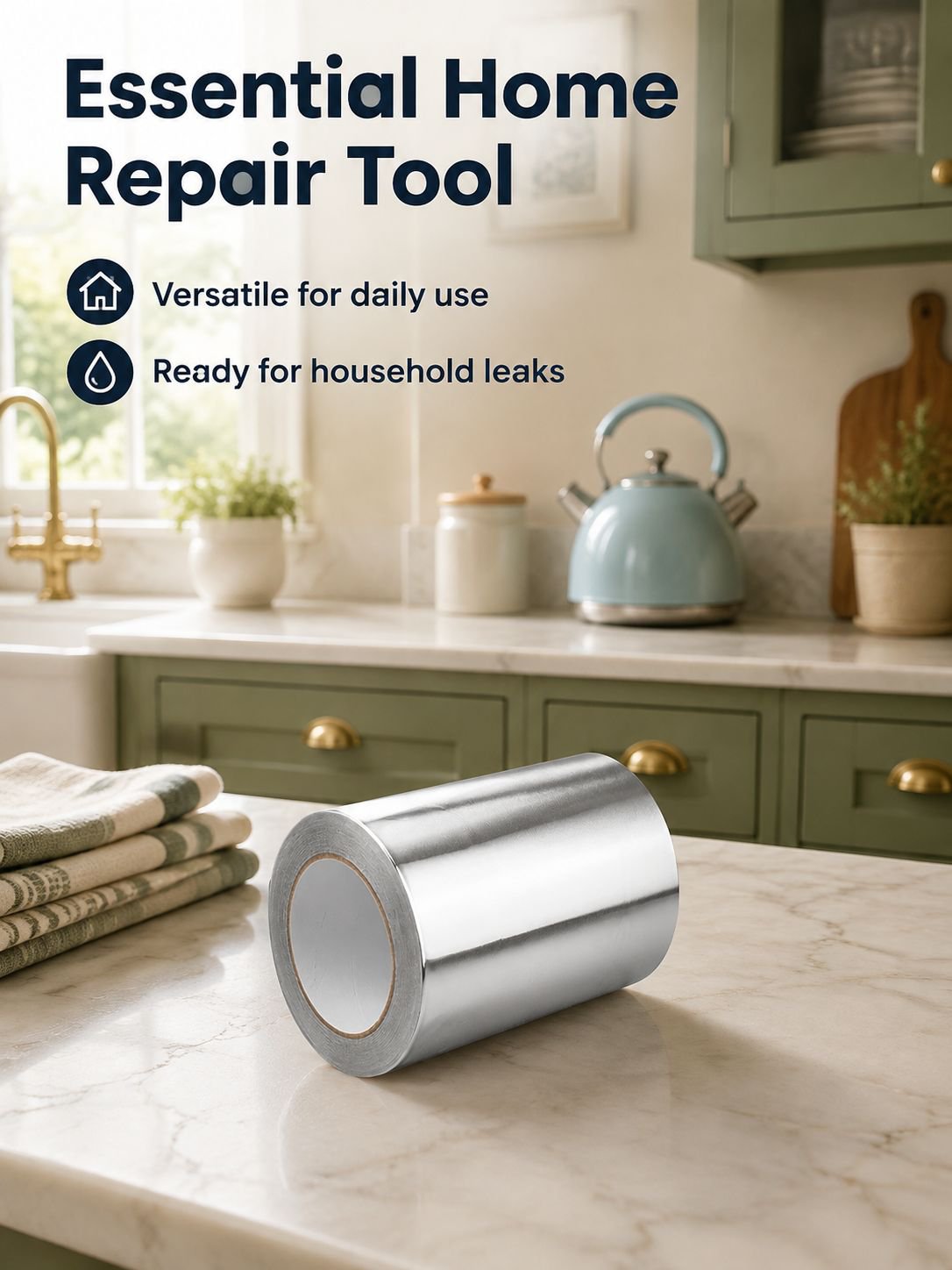 Durable aluminum repair tape for industrial and home use