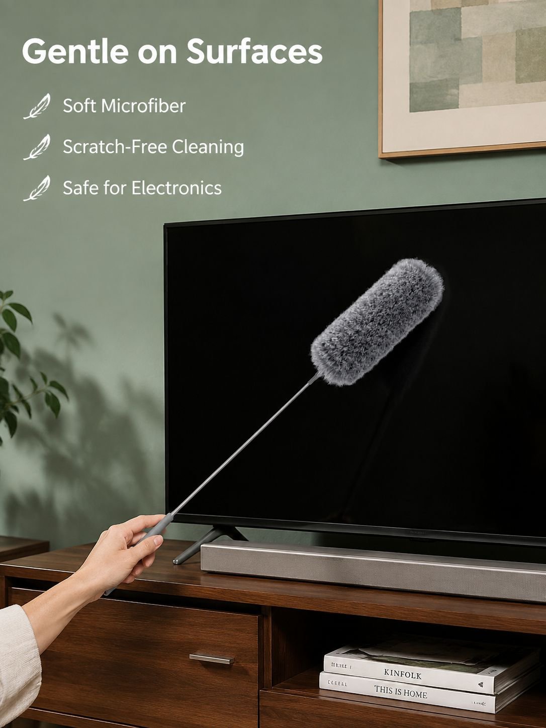 Household Retractable Static Duster Feather Dusting Brush