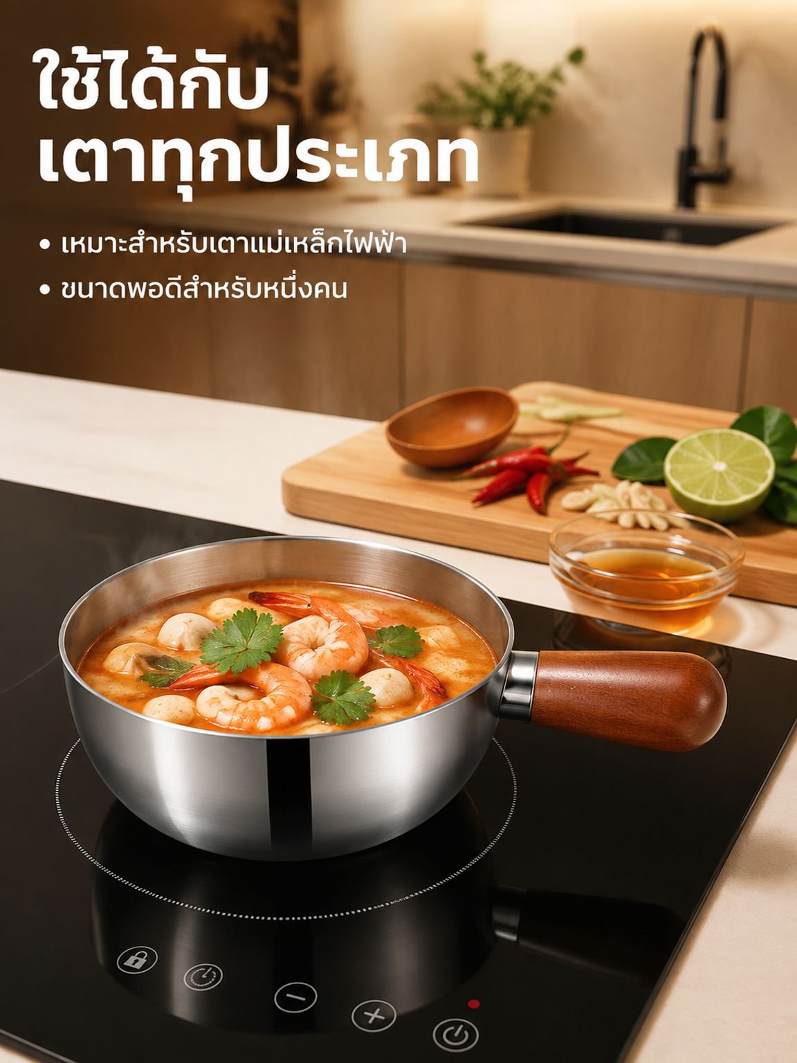 หม้อต้มน้ำนมสเตนเลสขนาดเล็ก แบบหนา ไม่เคลือบผิว