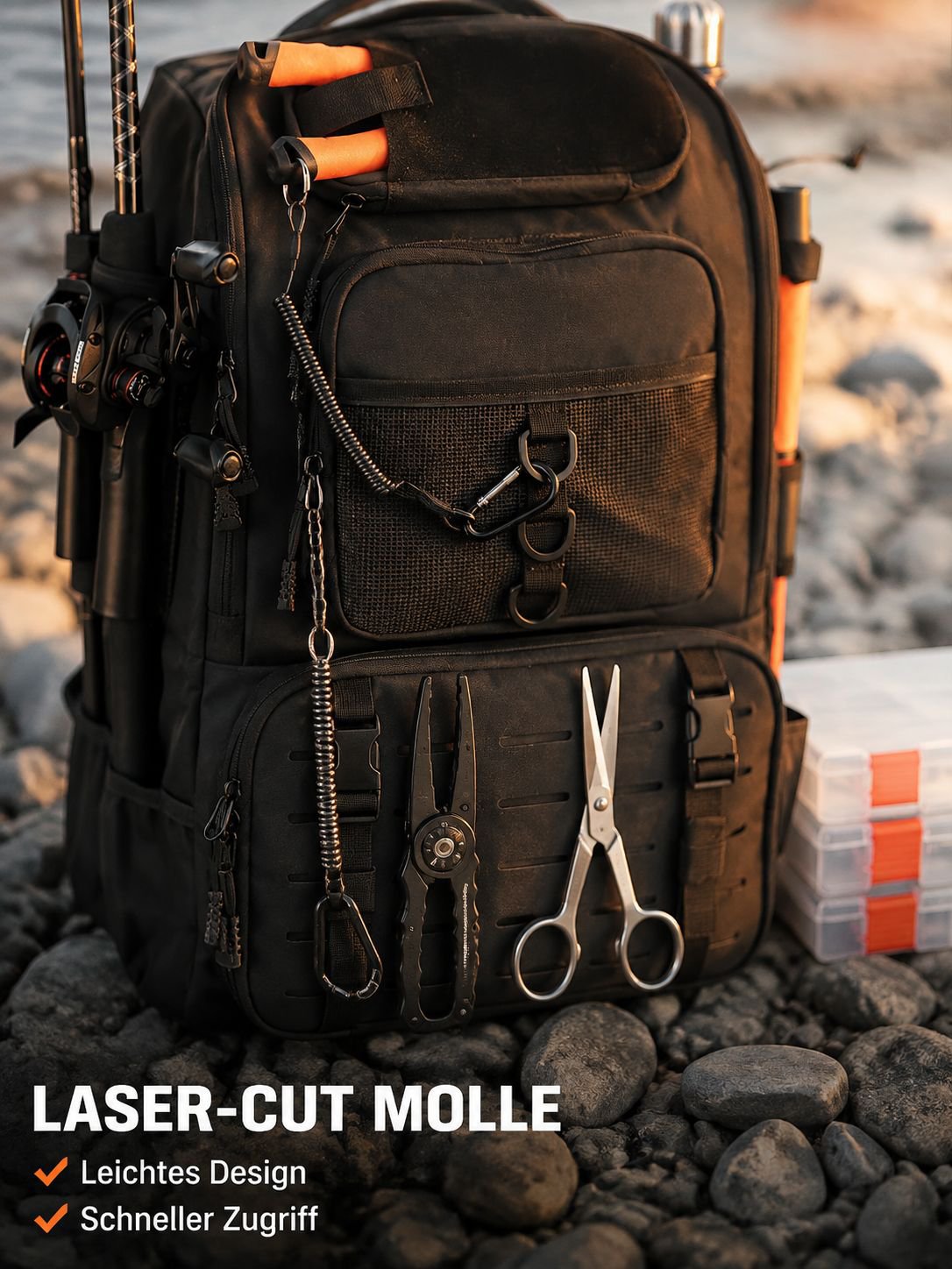 Neuer faltbarer multifunktionaler Outdoor-Angelrucksack mit großer Kapazität
