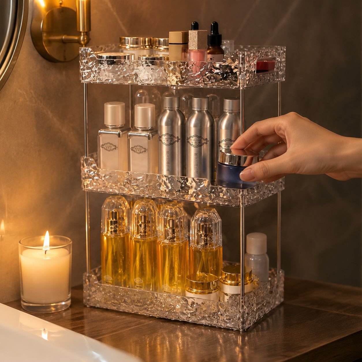Modern glacier pattern storage box for bathroom essentials