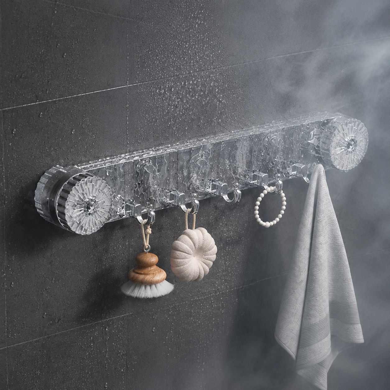 Close-up of suction cup hook showing ripple design and secure hold