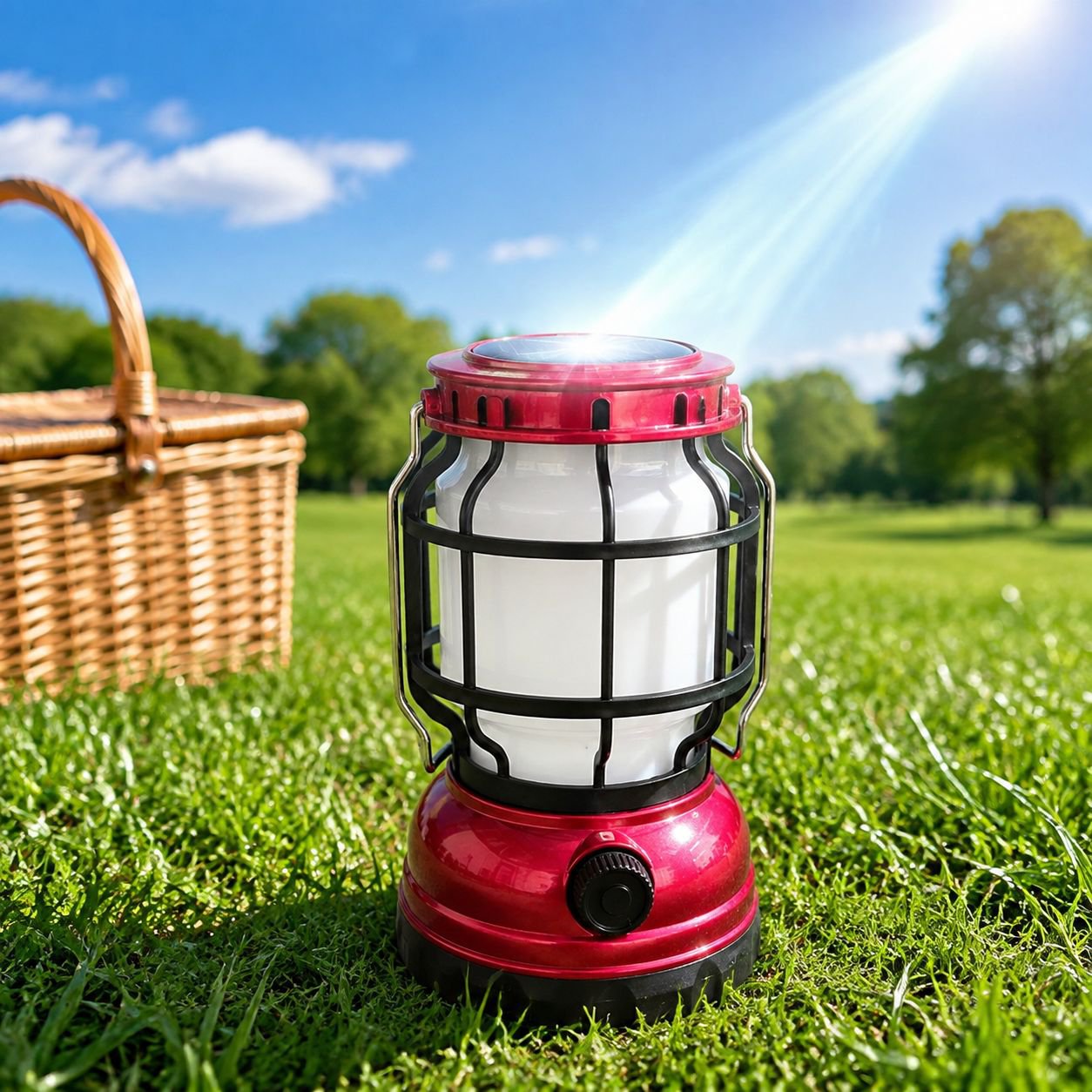 Multifunctional LED Camping Light Solar and USB Rechargeable High Bright Flashlight