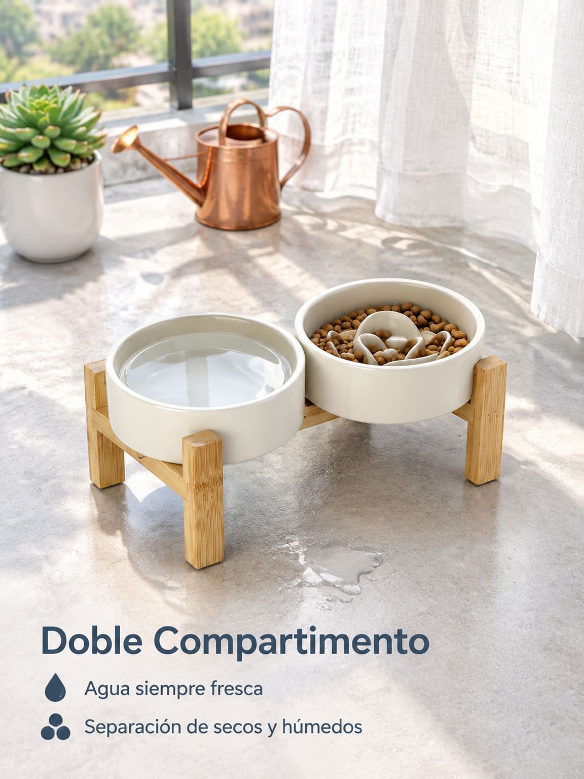 Cuenco de agua minimalista para mascotas de color liso