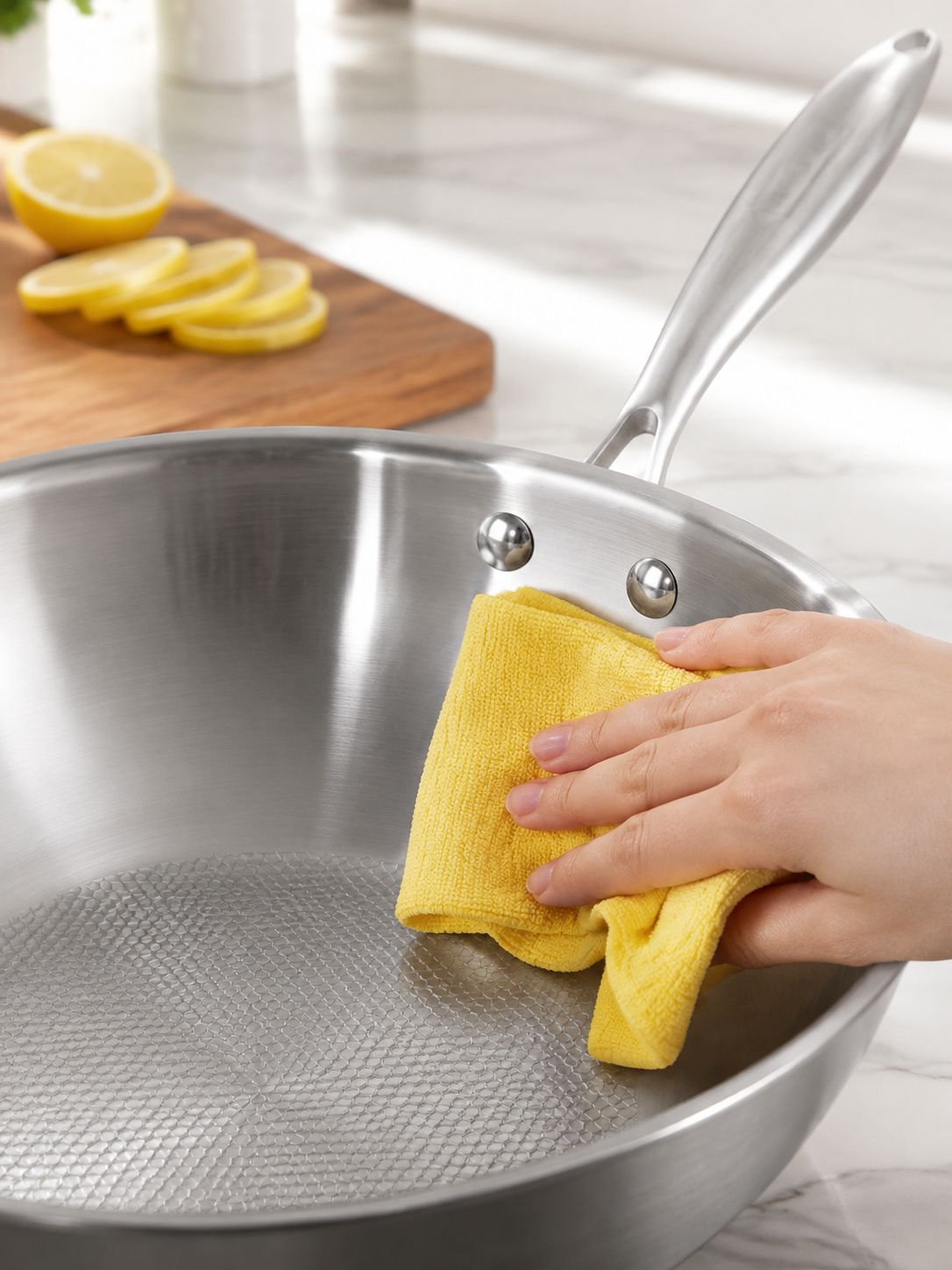 Versatile non-coated frying pan for home kitchens