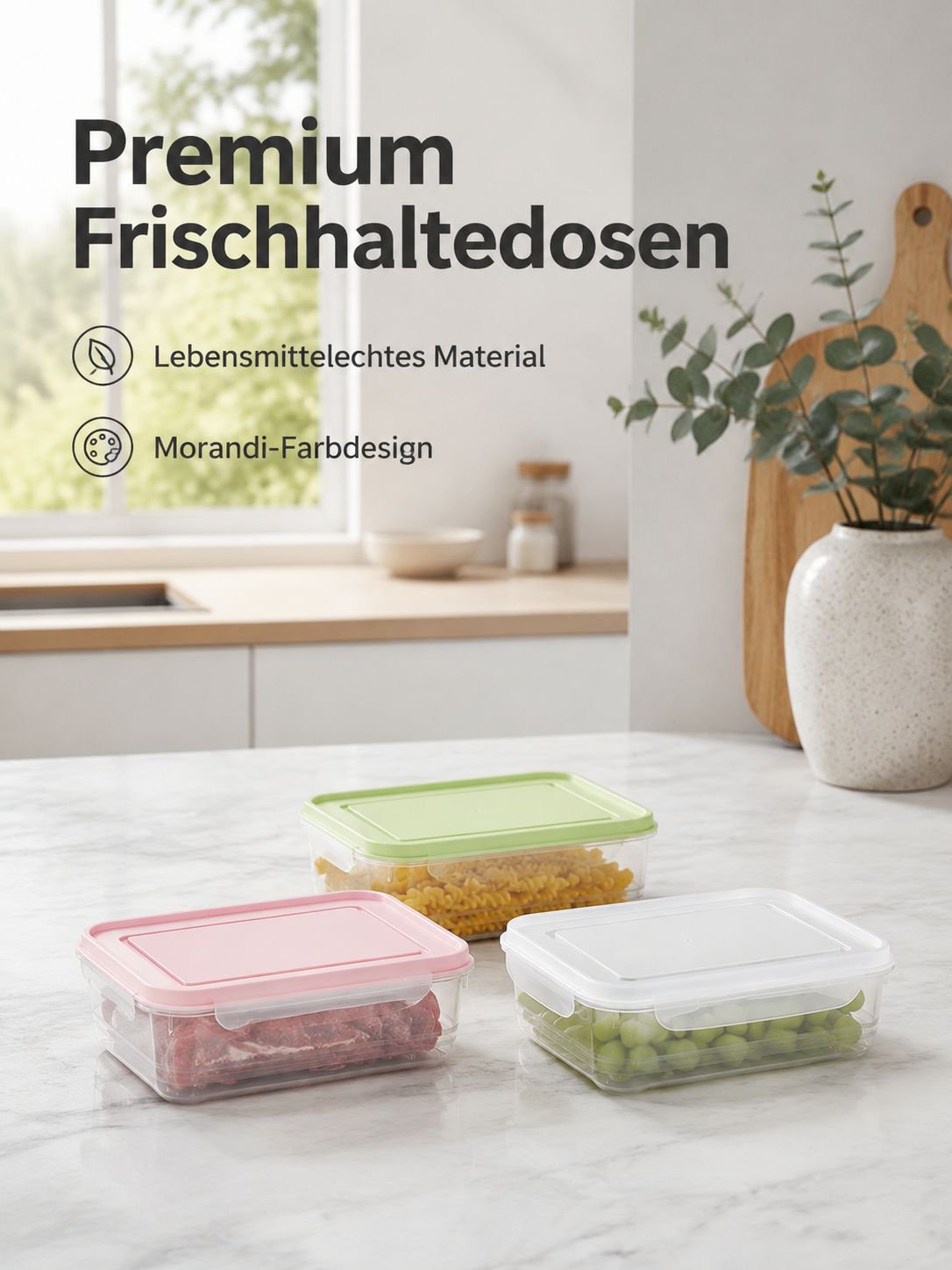 Lebensmittelechte PP Frischhaltebox, Aufbewahrungsbox für Kühlschrank und Küche