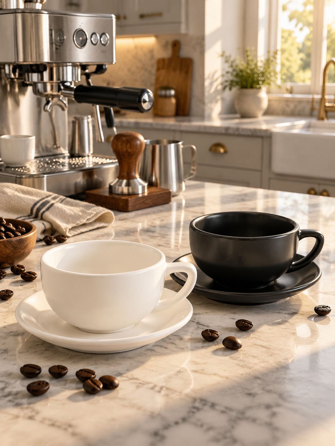 Stylish matte ceramic coffee cup set with modern design