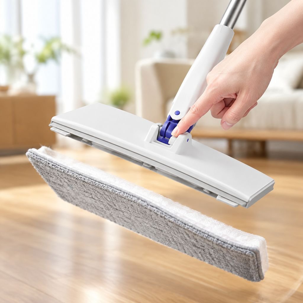 フロアワイパー 本体 1秒で着脱 ワンタッチモップ 2in1水切りワイパー 乾湿両用モップ 拭き掃除 雑巾ワイパー ベランダ 玄関 床 窓 フロア フローリング 掃除道具 使い捨てドライシート付き