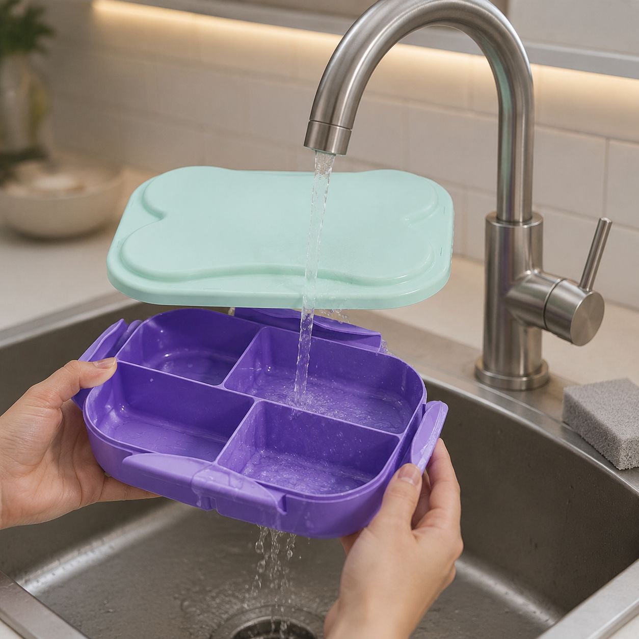Durable lunch box with separate compartments