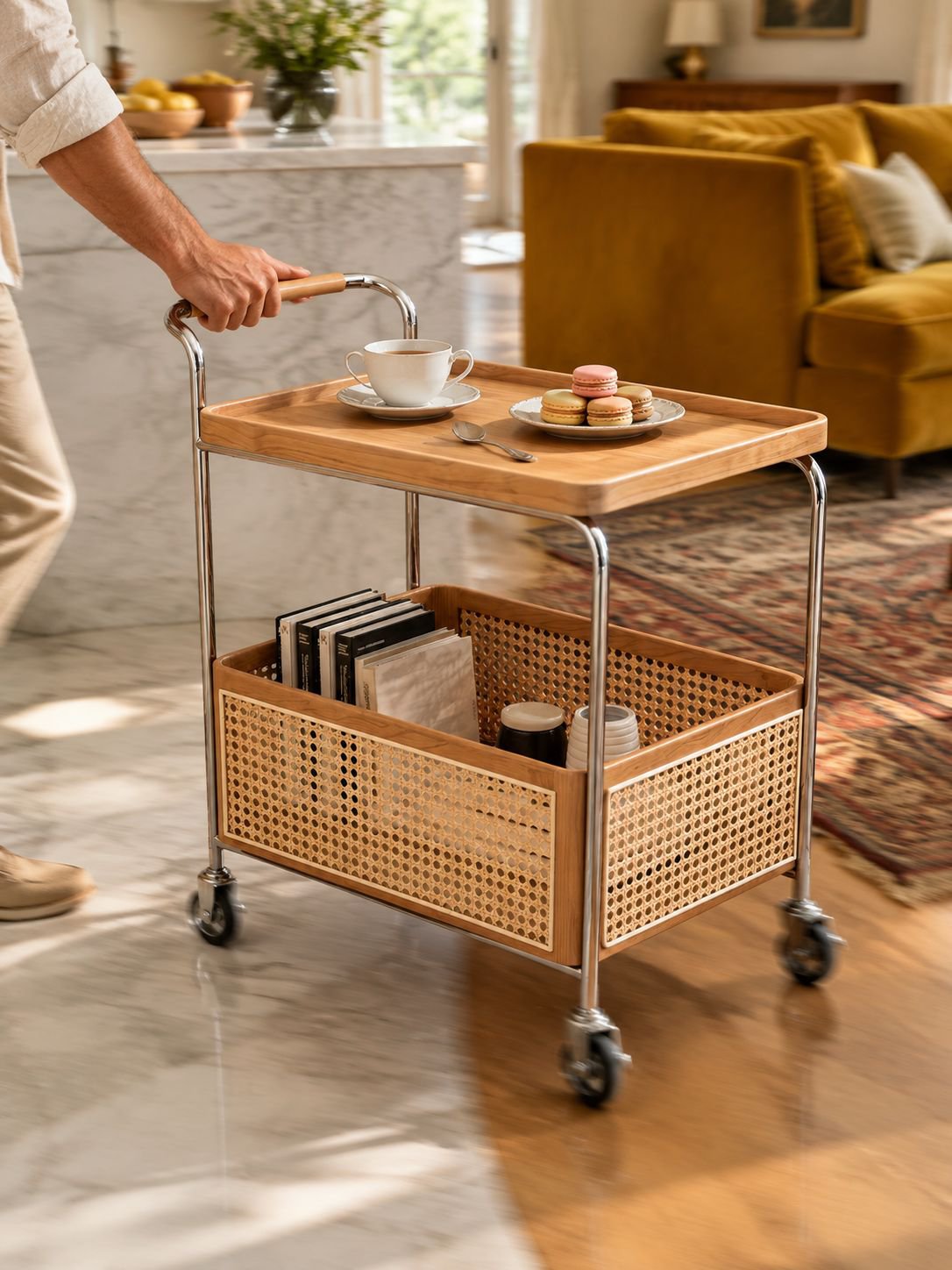 Table de salon style vintage bois massif