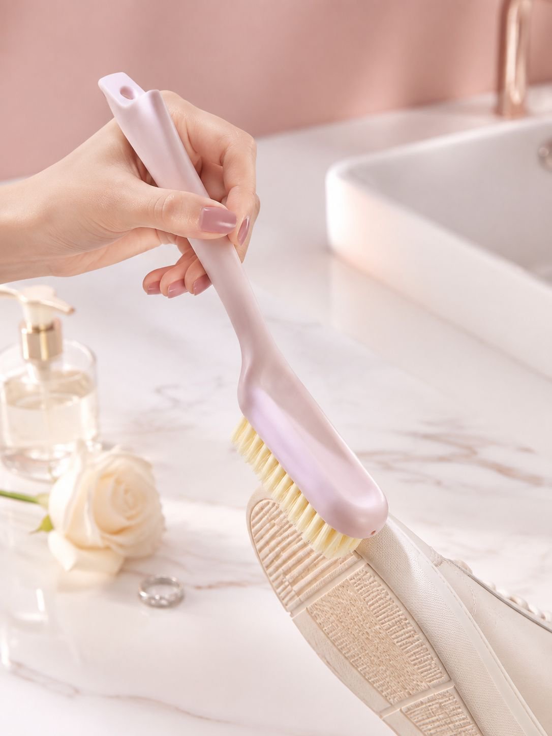 Durable household brush with soft bristles