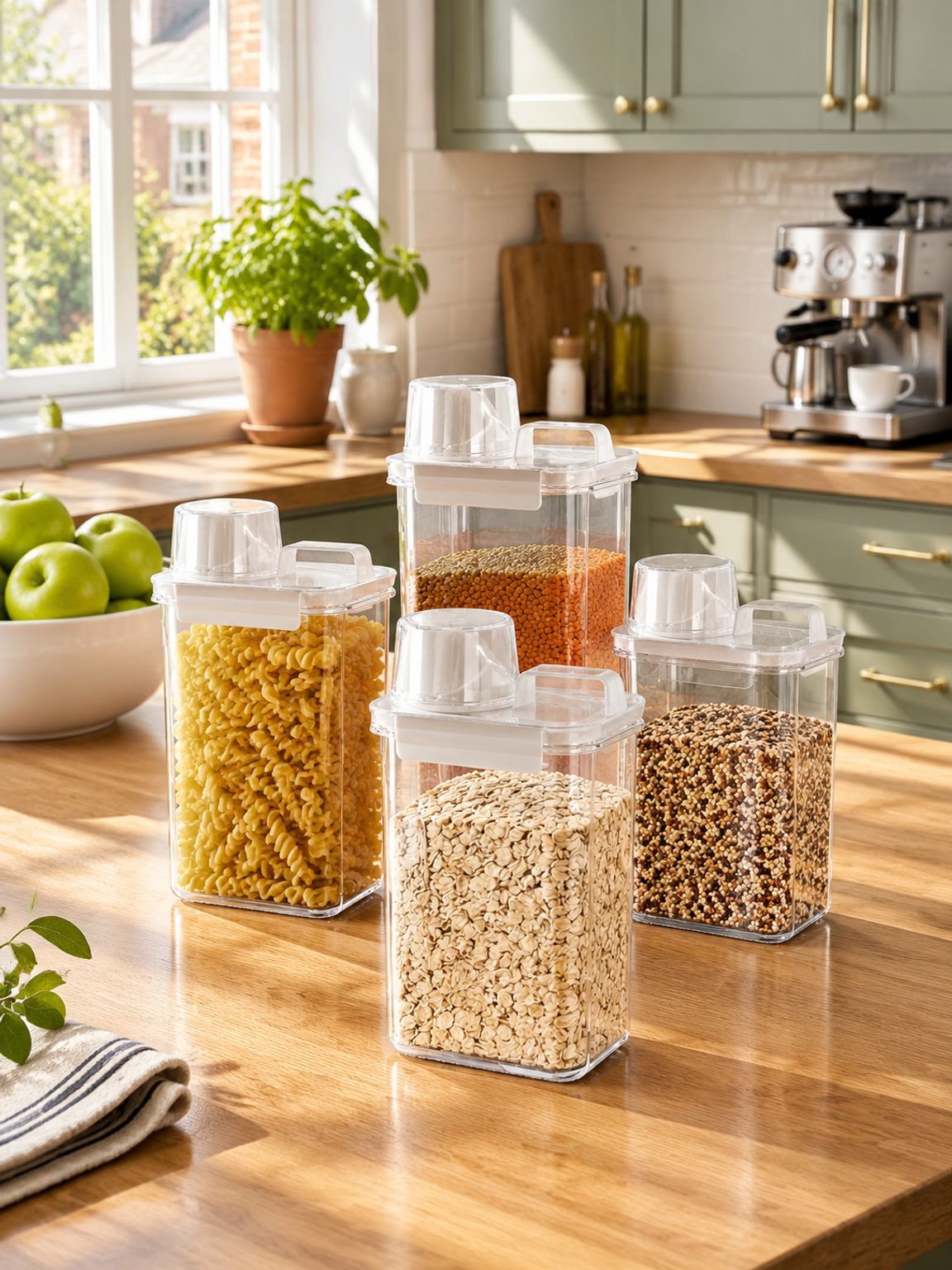 Durable and airtight kitchen grain storage jar