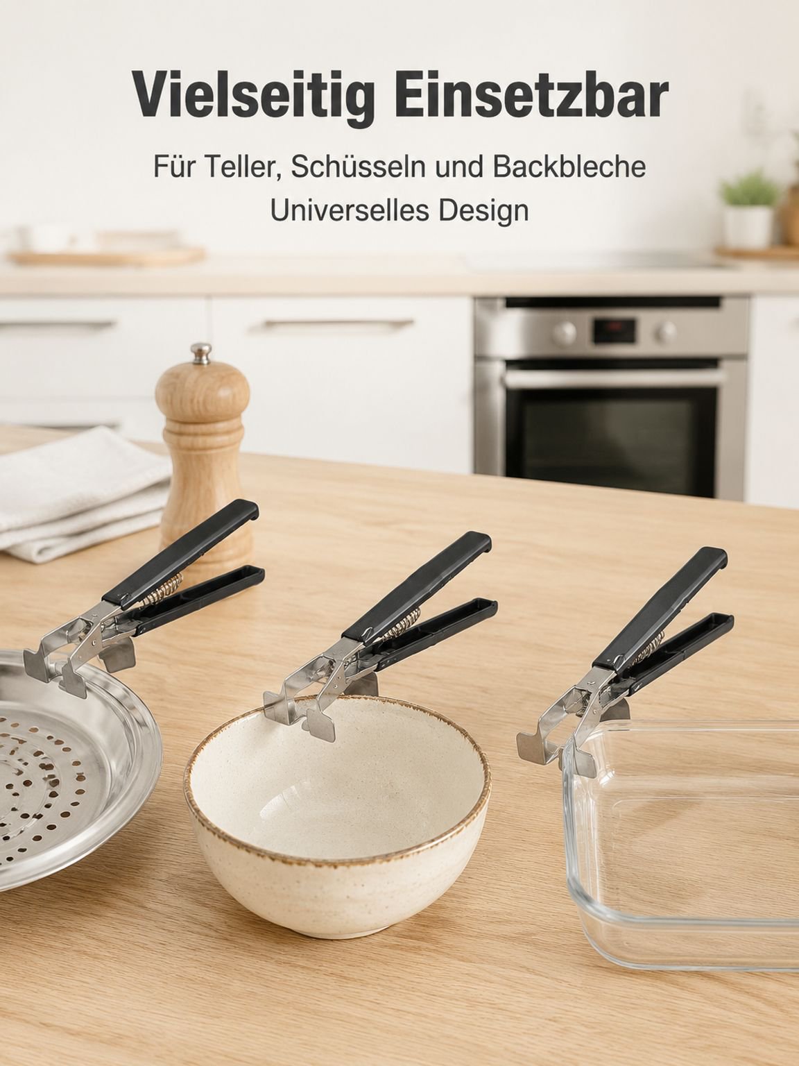 Hitzebeständige Zange als Küchenzubehör für Dampfgarer
