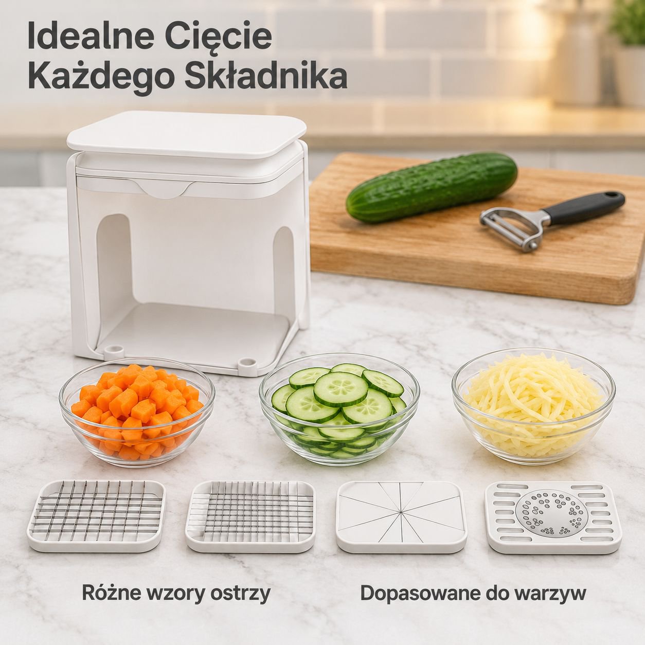 Urządzenie do krojenia w kostkę, plastry i szatkowania