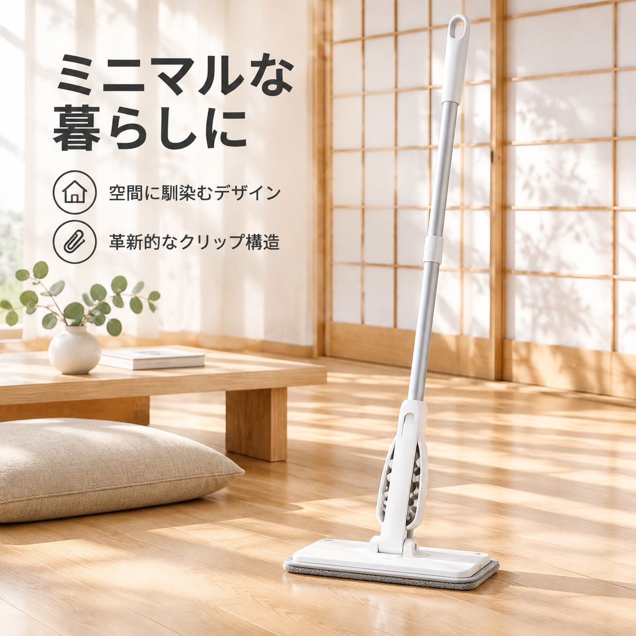 宝家洁 クロス挟み込み式 フラットモップ 乾湿両用 家庭用 モップ
