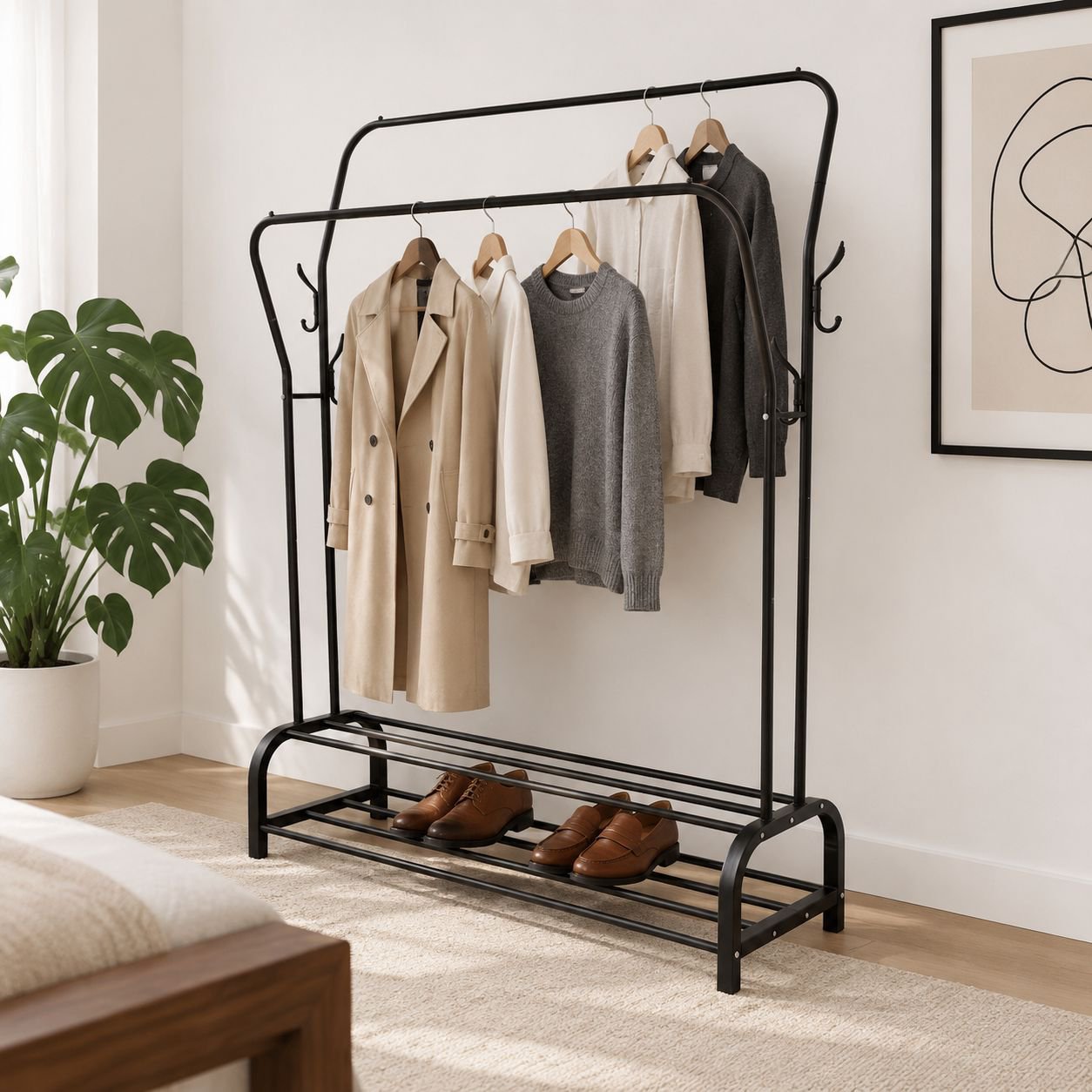 Household Double Pole Floor Drying Rack