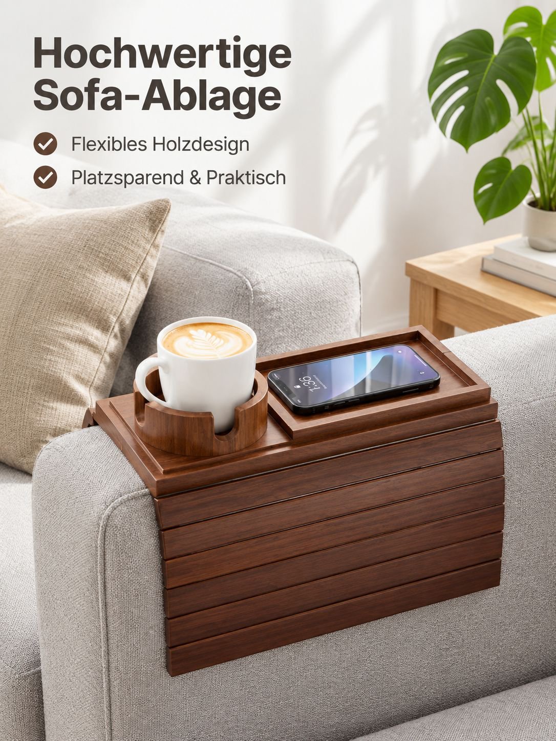 Armlehnen-Ablage aus Holz für Sofas