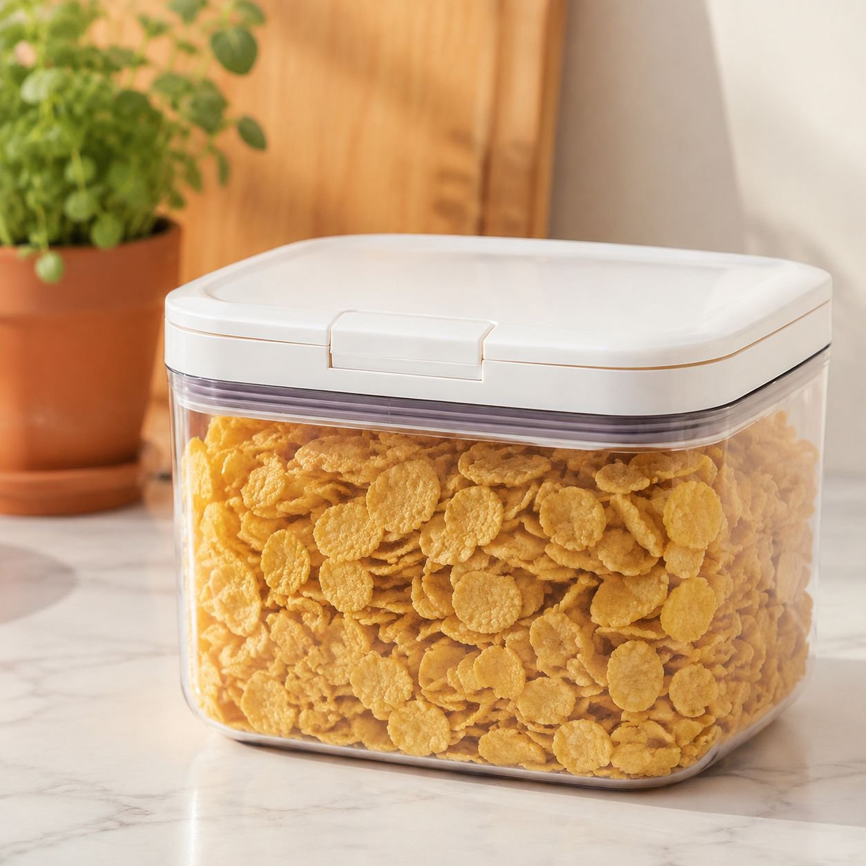 Household rice container keeping grains fresh and dry