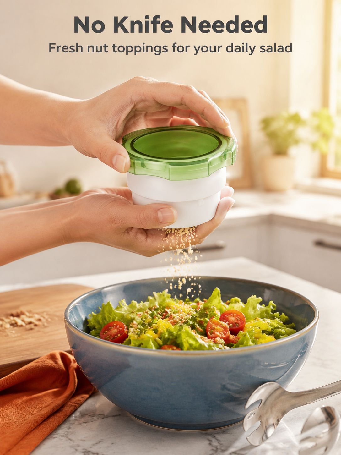 Handheld nut grinder with stainless steel blades