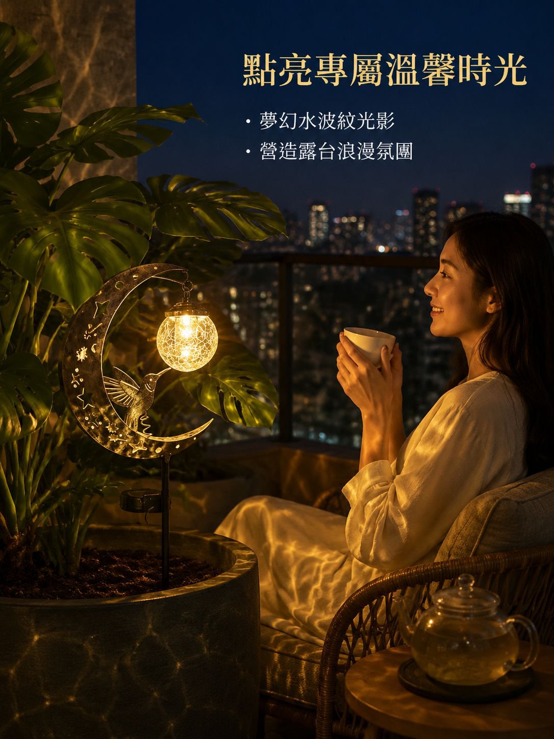 太陽能蜂鳥月亮燈
