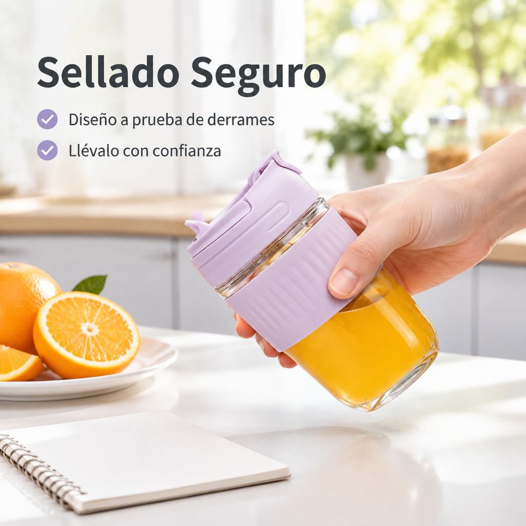 Vaso de Vidrio con Pajita Doble Bebida Gran Capacidad Hogar y Oficina