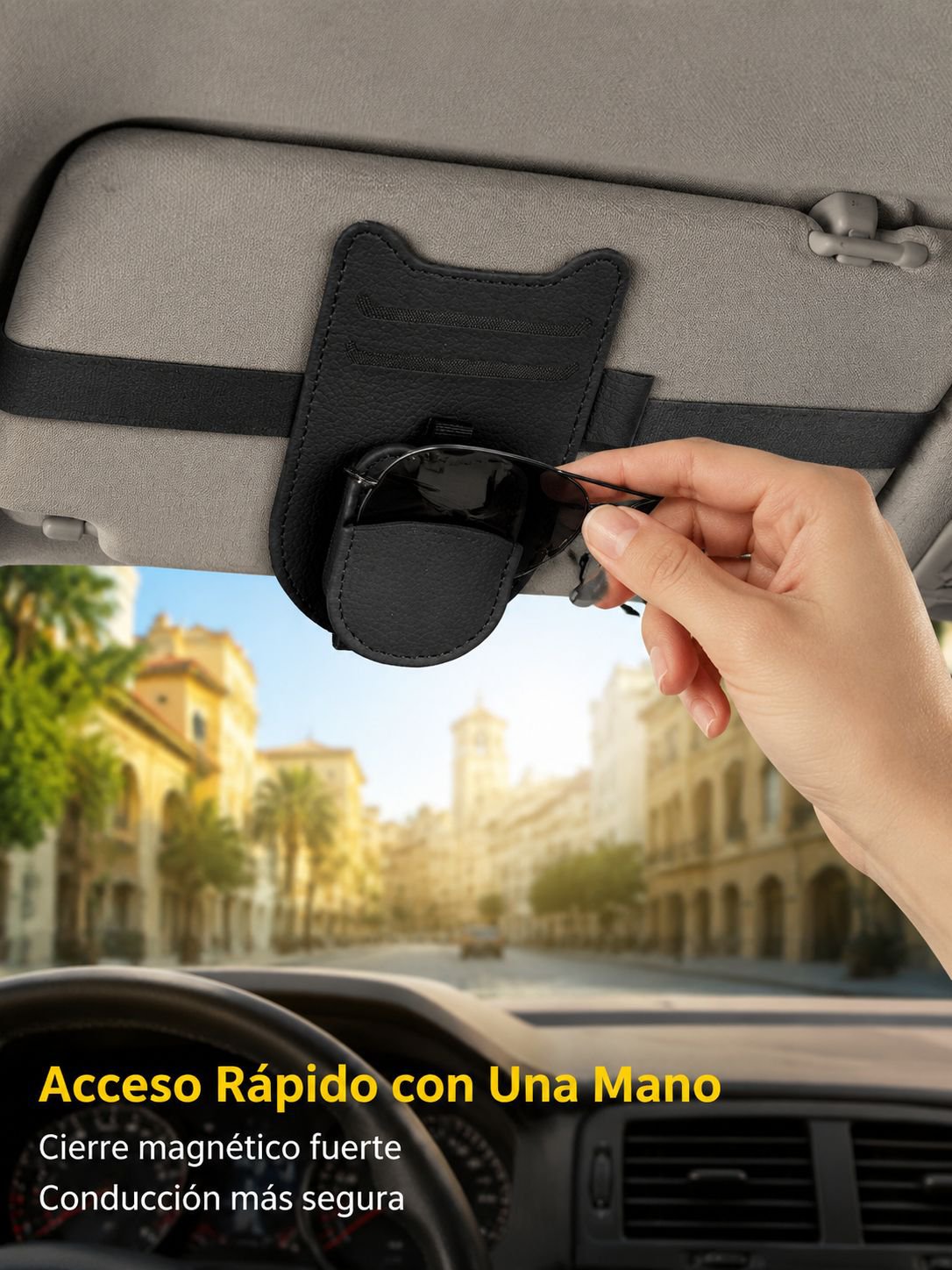 Tarjetero para gafas de visera parasol de coche