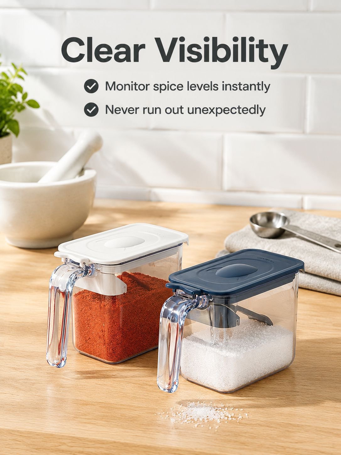Compact kitchen spice container set for home cooking organization
