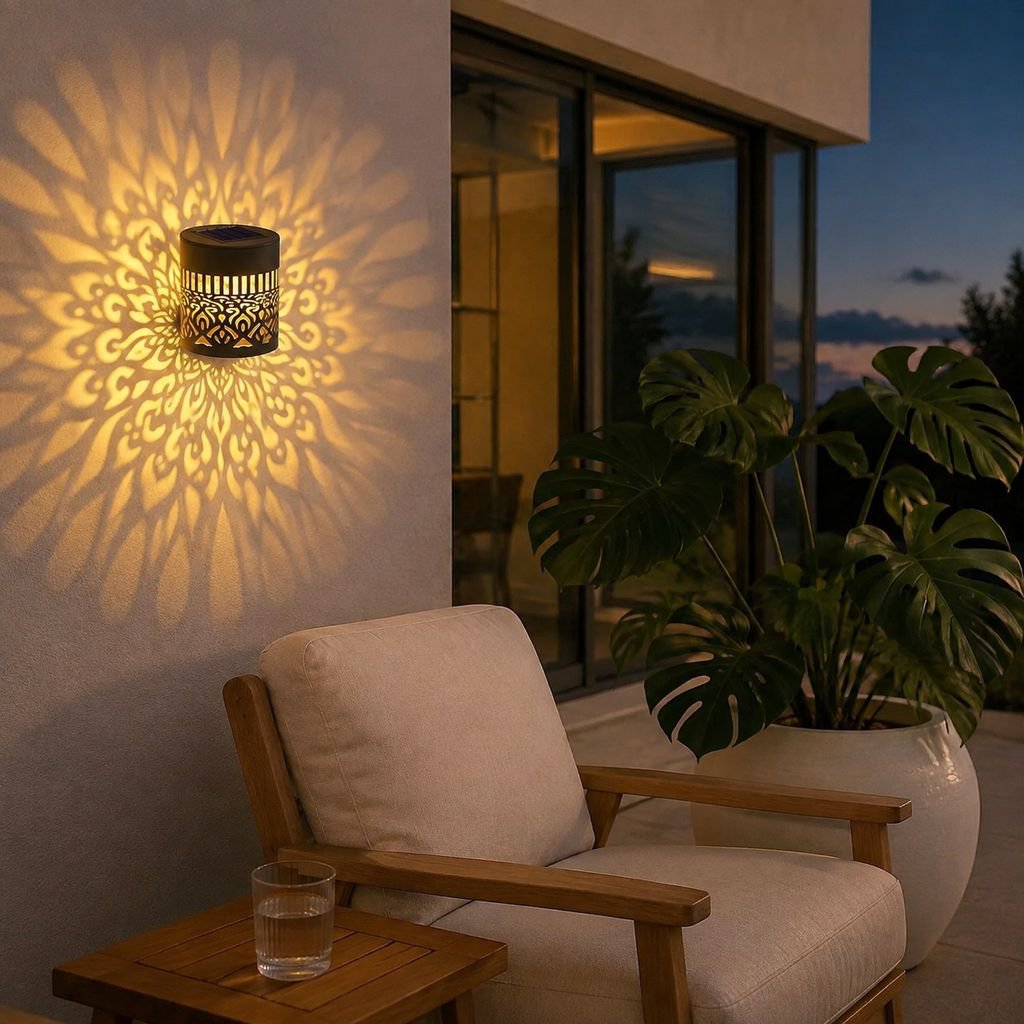 Easy-install solar wall lamp with auto on/off sensor