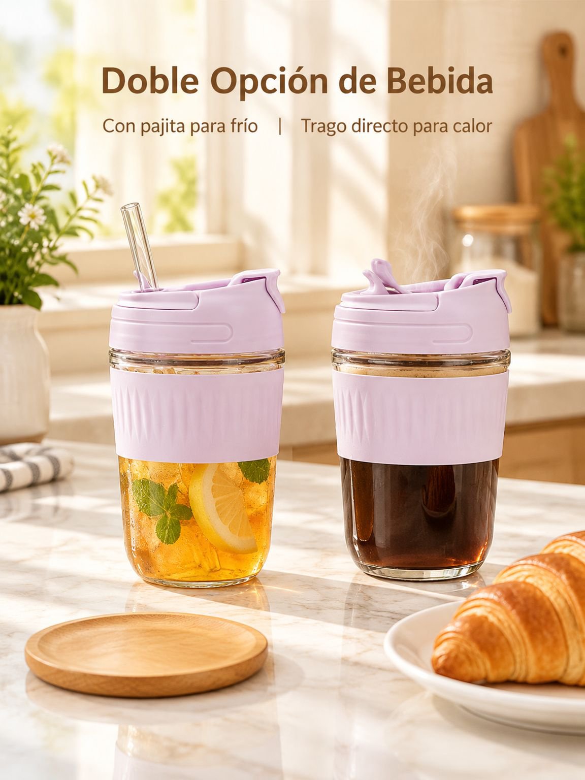 Vaso de cristal para bebidas en el hogar
