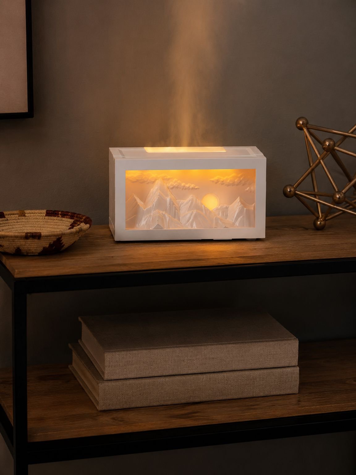 Humidificador decorativo con luz LED amanecer