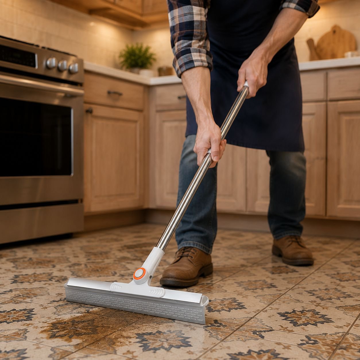Magic water broom washing outdoor patio tiles
