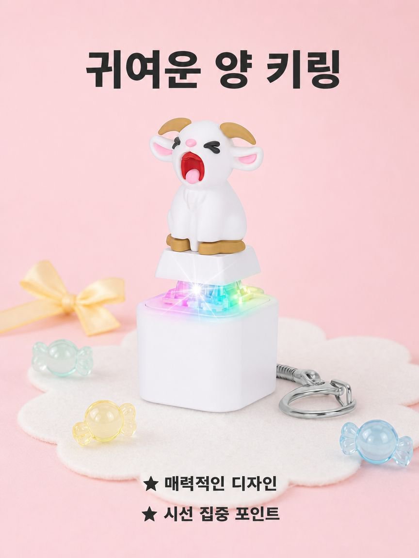 양 울음소리 내기 버튼 키링