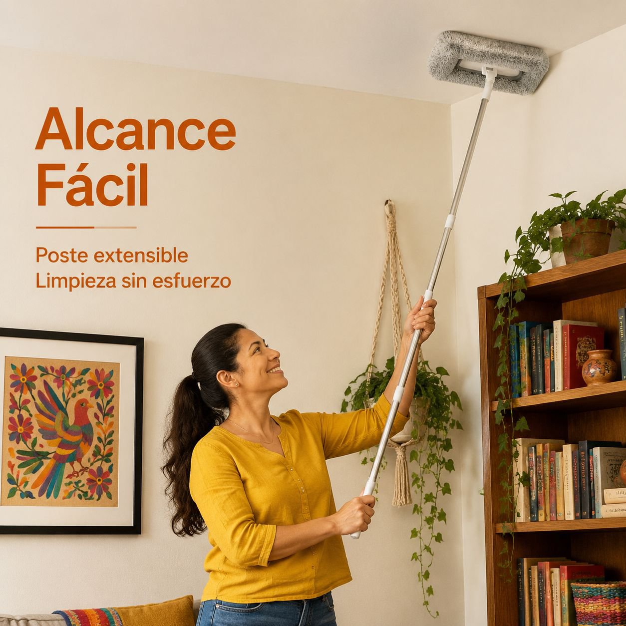 Mopa extensible electrostática para limpieza del techo en el hogar