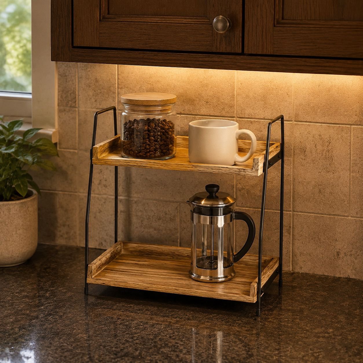 Double-Layer Storage Rack for Kitchen and Bathroom, Spice and Towel Organizer