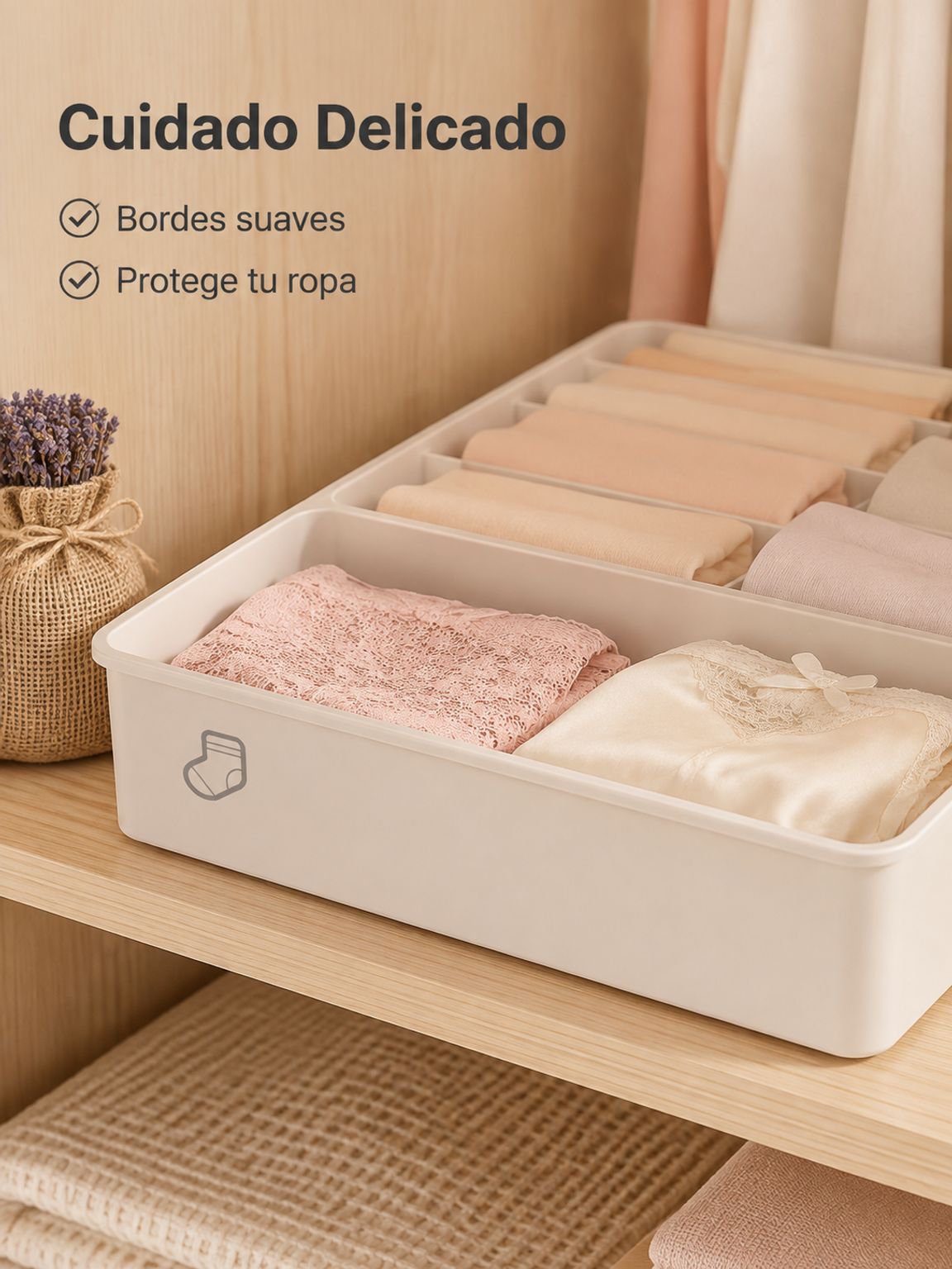 Caja organizadora con divisiones para ropa interio