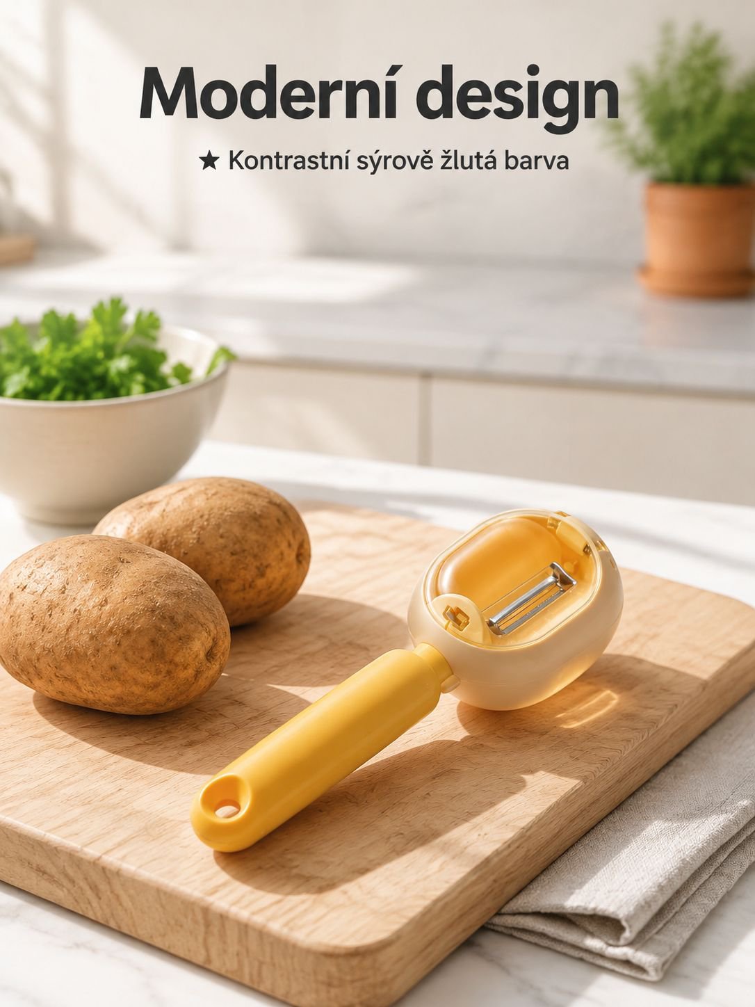 Univerzální škrabka s kontrastními barvami a přihrádkou na skladování