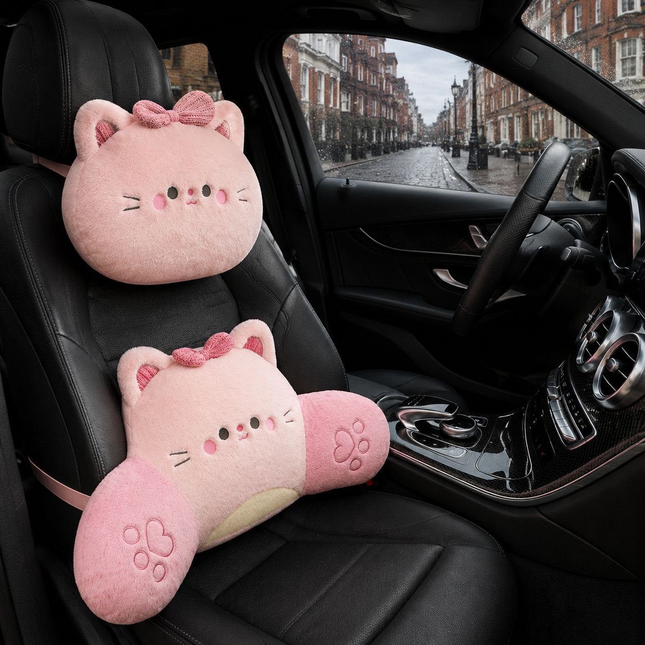Cute plush cushion set for car seat